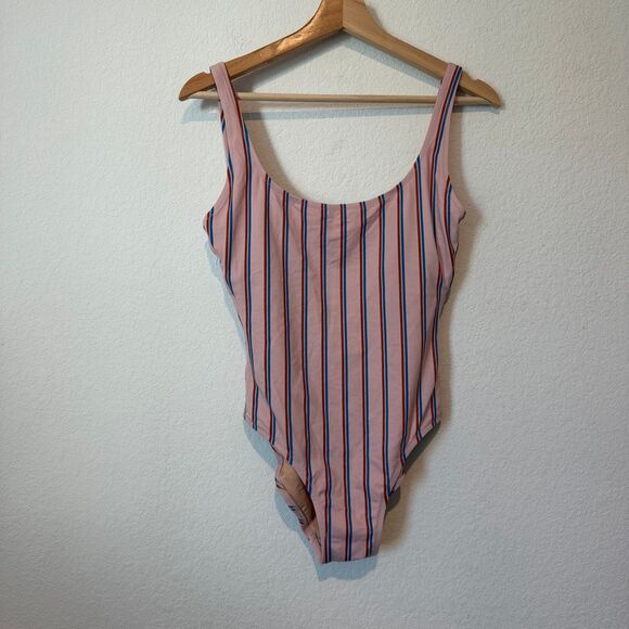 Madewell Wisteria Dove Paseo Stripe Second Wave One-Piece Women's Size Small NWT - Picture 2 of 6